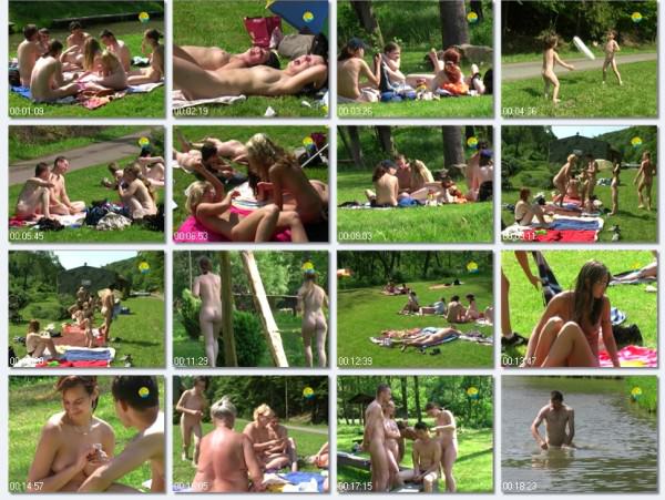 FKK video family naturism - Bathing in a Bahnak