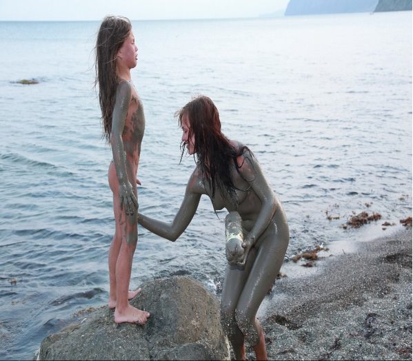 Nudists on the Dead Sea