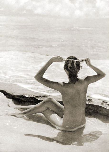 Retro a nudism - a retro of a photo of girls and guys of nudists