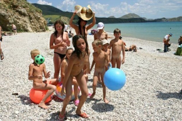 European family nudism of a photo