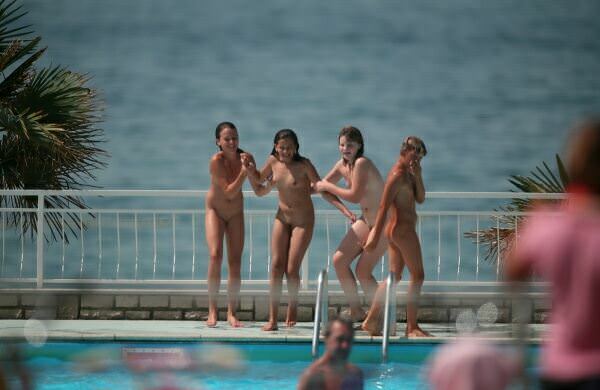 Nudists in oversea hotel for nudists