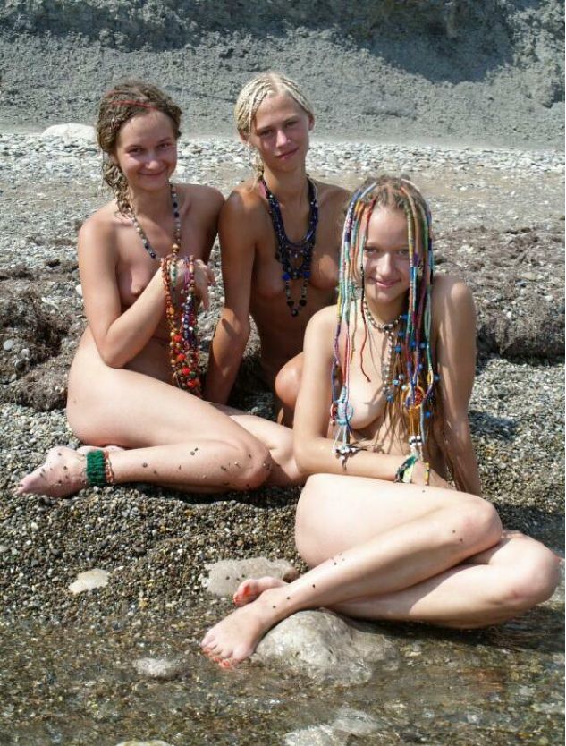 Photo of young girls of nudists on a beach