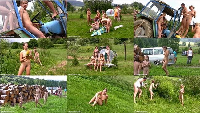 Summer on green grass nudism video